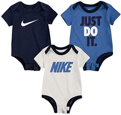 Nike Jordan Baba Válogatott Bodysuits 3 Csomag (Hegy Kék(56E779-C53)/Fehér-, 6 Hónap)