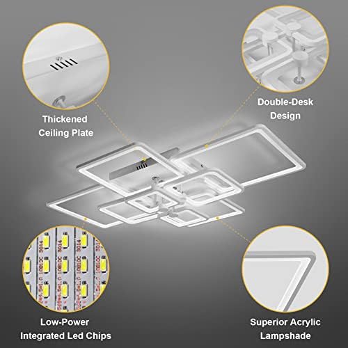 Modern, LED-es Mennyezeti Lámpa 8-Fejek,41.7 a Szögletes Keret, Távirányítóval Szabályozható Modern Mennyezeti Lámpa,Közel