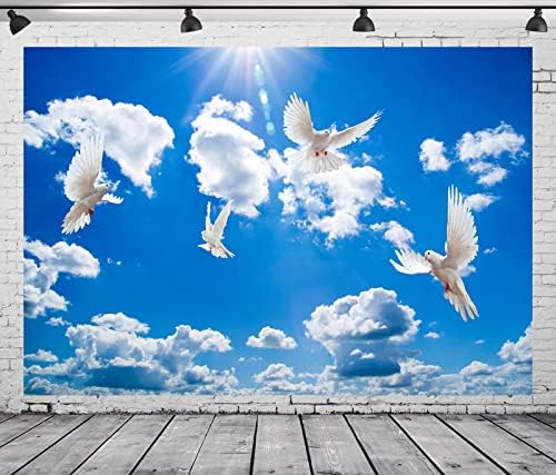 BELECO 10x8ft Szövet Béke Galamb, Háttérben a Szent Szellem Madár Jézus Krisztus Hátteret, Kék Ég, Fehér Felhők Mennyei
