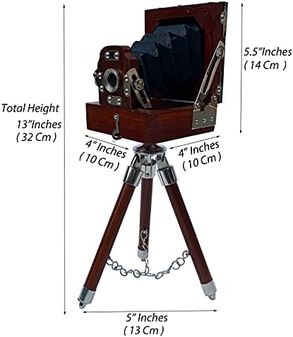 Évjárat Kamera Fa a Mini háromlábú Állvány asztali Gyűjthető Stúdió Ajándék Asztal Dekoratív Antik Film Modell Kamera