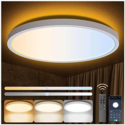 Aphyni LED süllyeszthető Mennyezeti Lámpa Távirányítóval-0.99 hüvelyk Alacsony Profil-12 colos-24W-2400LM 5- Szabályozható