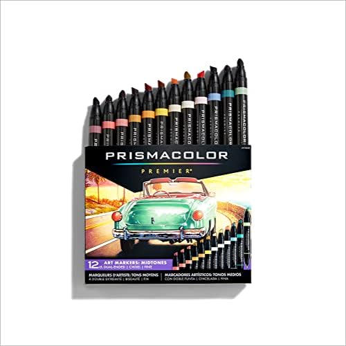 Prismacolor Premier Kettős Végű Művészeti Markerek, Véső Tipp Szép Tipp, Közepes tónusú Színek, 12 Szám