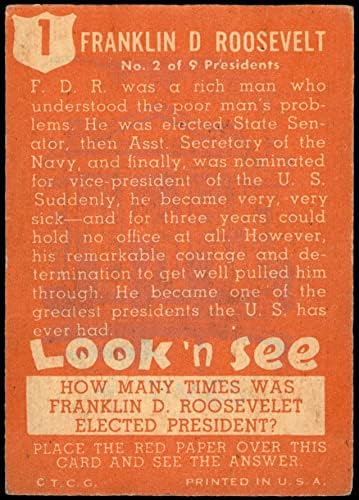 1952 Topps 1 Franklin Roosevelt (Kártya) VG
