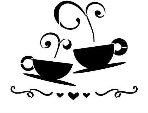 Tea, Kávé Szerelem Sablon által StudioR12 | Puccos Kávézóban Art - Kicsi, 7 x 6 hüvelykes Újrafelhasználható Mylar Sablon