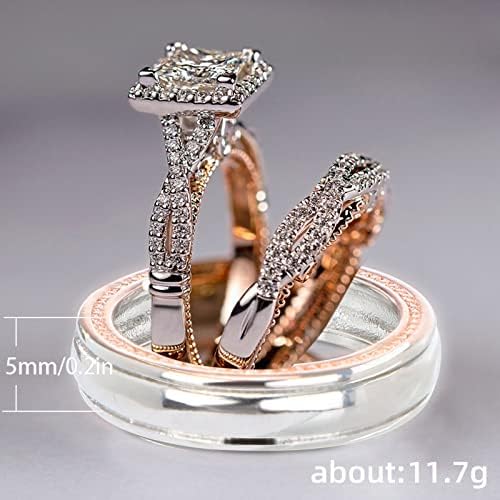 2023 Új Női Luxus Rose Gold Pezsgő Megfelelő Gyűrűk Klasszikus Divat Tér Cirkon Eljegyzési Gyűrűk Unisex Három Darabos