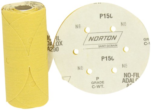 Norton 07660701650 Botot, Homok Csiszoló Korong a nyomásérzékeny Ragasztó Mellékletet, Alumínium-Oxid, 6 Lyuk, 6 Átmérőjű,