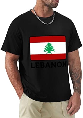 Zászló Libanoni Férfi Pamut Póló Rövid Ujjú Legénység Nyak Graphic Tee Póló Nyári Holiday Beach Maximum