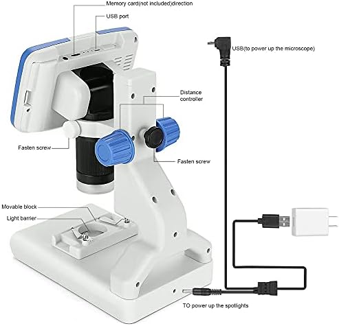 YEBDD 200X Digitális Mikroszkóp 5 Kijelző Videó Mikroszkópot, elektronmikroszkópot Jelen Tudományos Biológia Eszköz