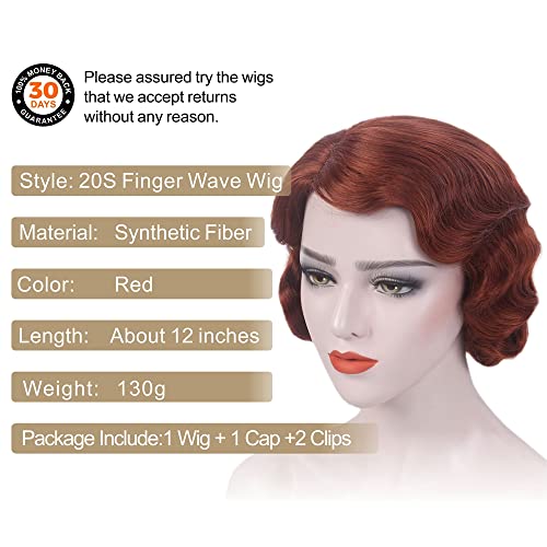 H&Bwig Rövid Piros 20-as Paróka a Nők Természetes Ujjam Szintetikus hajból készült Paróka, a Nők, Hölgy, Hölgyek Cosplay