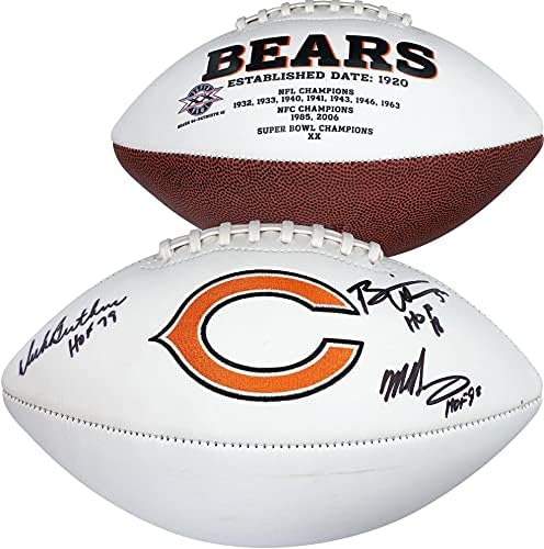 Dick Butkus, Mike Singletary & Brian Urlacher Chicago Bears Dedikált Fehér Panel Futball Hírességek Csarnoka Feliratok