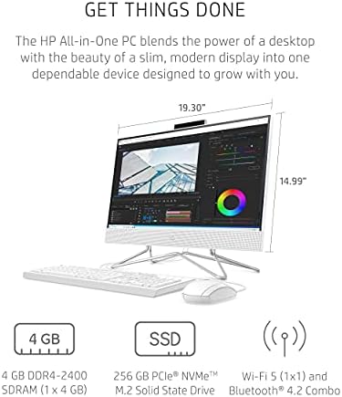 HP 22 All-in-One PC, AMD Athlon Arany 3150U Processzor, 4 GB RAM, 256 GB-os SSD-t, Full HD IPS 21,5 hüvelykes tükröződésmentes