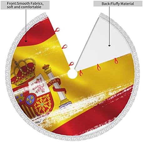 Karácsonyfa Szoknya 48 - Spanyolország Zászló Nyomtatott Fa Szoknya Tassel karácsonyfa Dekoráció Karácsonyi Ünnep