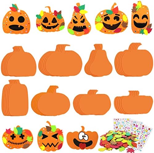 Hifunwu 40Pcs Halloween Hab Tök Kézműves Kit Dekoráció Habbal Ősz, Juhar Levelek, Strasszos Matricák Halloween, Hálaadás