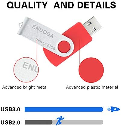 64 gb-os USB Flash Meghajtók 5 Csomag ENUODA USB 3.0 pendrive 64 gb-os pendrive pendrive Adattároló pendrive-ot Forgatható