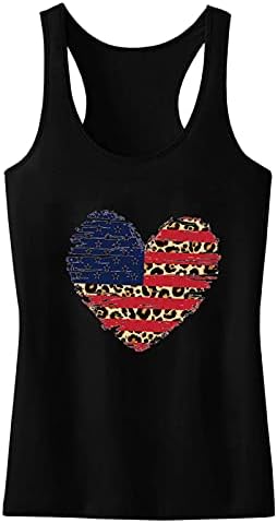 Július 4-Tartály Tetejét Női Ujjatlan O-Nyak Tshirts Ing USA Zászló Csillagok Csíkos Tie-Dye Fitness Tunika Tshirts