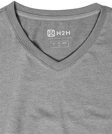 H2H Férfi Alkalmi Slim Fit Rövid Ujjú póló Lágy, Könnyű, V-Nyakú/Legénység Nyak Méret XS, hogy 3XL
