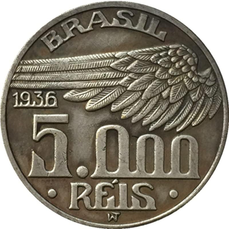 QINGFENG 1936 Brazília Érmék Réz ezüstözött Antik Érmék, Érme, Kézműves Gyűjtemény Csapás