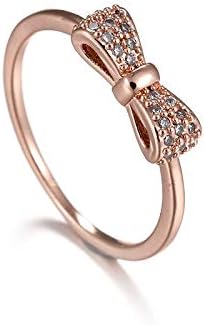 2023 Új Gyűrű Íj Divat Női Gyűrű Cirkon Mikro-Állítsa A Gyűrűk Barátom Gyűrűk (Arany, 6)