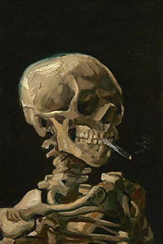 Vezetője, egy Csontváz egy Égő Cigarettát (Vincent Van Gogh). c. 1886-ban, Klasszikus Remekmű (15oz Fekete Kerámia Kávés
