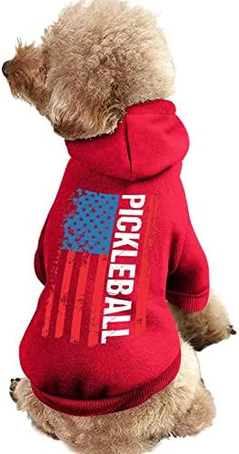 Az Amerikai Zászló Pickleball Kutya kapucnis felső Aranyos Kapucnis Pulóver Pet Öltöny Ruhát, Kabát, Sapka