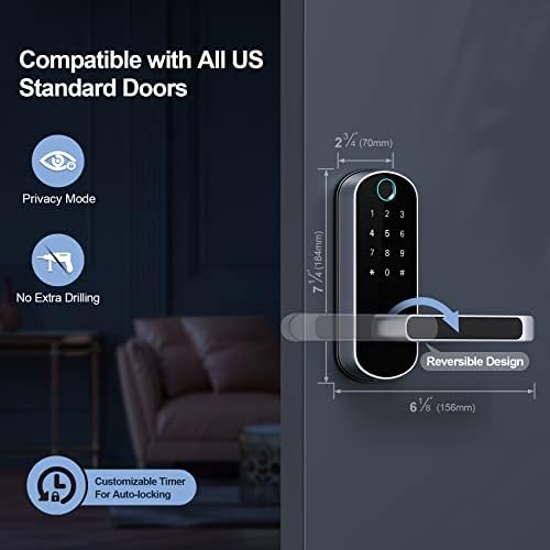 WiFi Smart Lock, Dermum Biometrikus Ujjlenyomat-Kulcs nélküli Ajtó biztonsági Zár, Kilincs, Digitális Elektronikus Billentyűzet