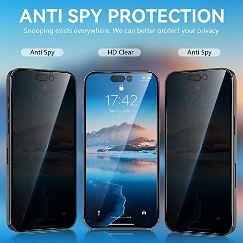 CloudValley Adatvédelmi képernyővédő fólia iPhone 14 Pro Max 6.7 [2 Csomag], Anti-Spy Edzett Üveg Védőfólia [9H Keménység,
