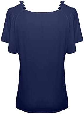 Blúz Tshirt a Hölgyek, Ősszel, Nyáron 2023 Fodros Rövid Ujjú Pamut V-Nyak Alapvető Villásreggeli Tshirt 3D 3D