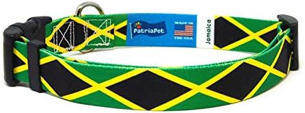 Jamaica Nyakörv | Jamaica Zászló | gyorskioldó Csattal | Made in NJ, USA | Közepes testű Kutyák | 3/4 hüvelyk Széles