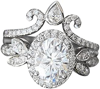 2023 Ovális Alakú, Teljes Gyémánt Gyűrű a Nők, Eljegyzési Gyűrűk, Ékszerek, Ajándékok Csontváz Szív Gyűrű (Ezüst, 8)