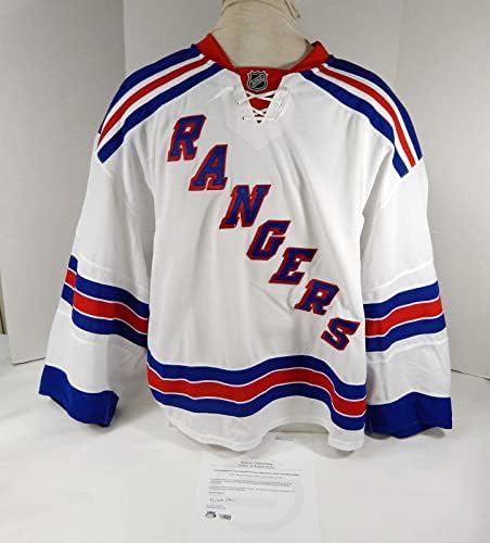 A New York Rangers Üres Játék Kiadott Fehér Távol Jersey Reebok 58 DP40436 - Játék Használt NHL-Mezek