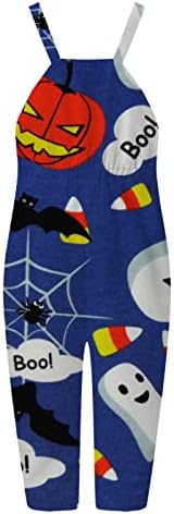 HCNTES Széles Láb Kezeslábas a Nők, Női Halloween Nyomtatás Pumkin Bat Overall Playsuits Ujjatlan Pántok Laza Hacukában